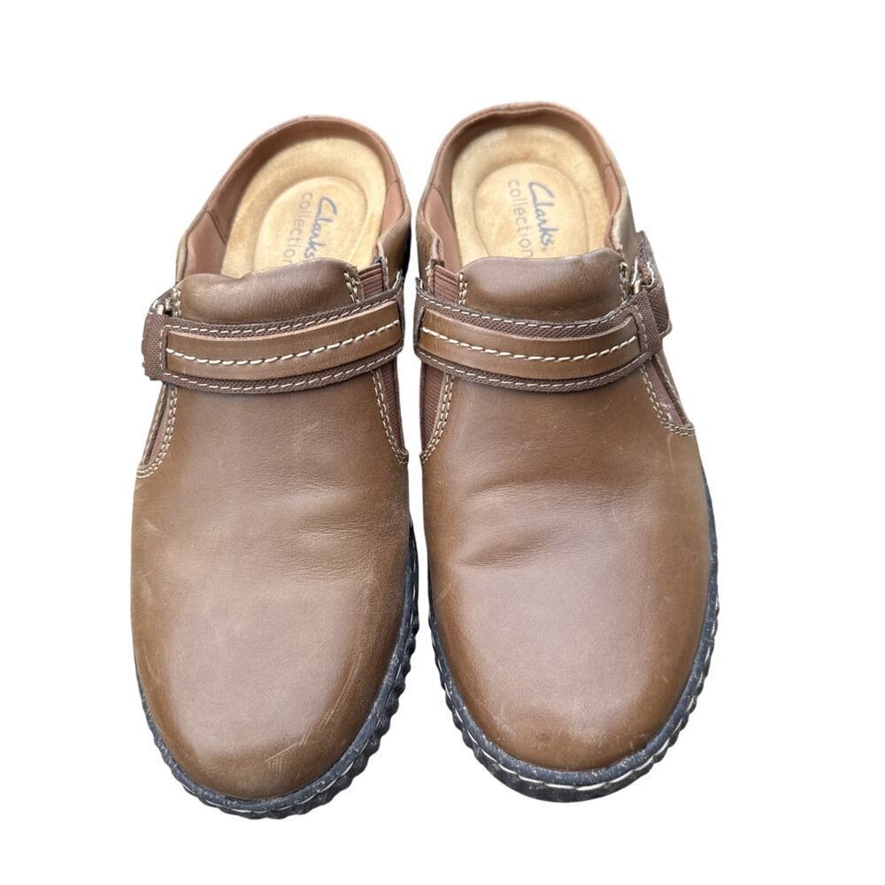 Clarks Womens Clogs 8.5 M 6 UK 39.5 EU Artisan Brown Western Style Slip On Shoes